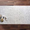 Overhead view of Berwyn Drift Quartz worktop showing grey marbled patterning across a large surface