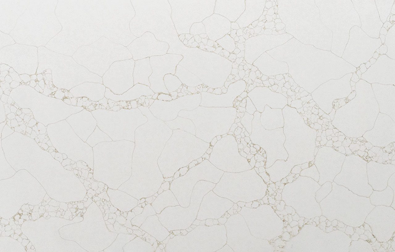 Gold Arabescato Quartz slab showing soft gold veining and delicate marble-effect movement