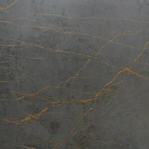 Gold Laurent Porcelain slab close-up showing bold gold veining across a dark grey surface