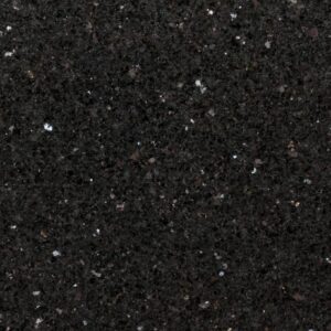 Close up slab photo of Nero Cosmos Granite showing a deep black base with fine sparkling flecks and natural crystal patterning.