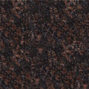 Close up slab photo of Tan Brown Granite showing a dense brown and black crystal pattern with warm copper tones across the surface.
